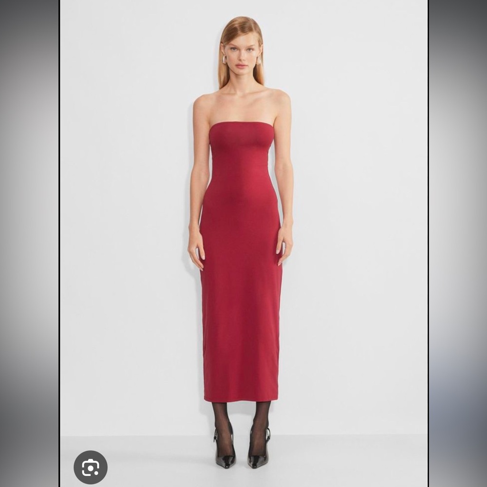 Aritzia Contour Maxi Tube Dress - Dark Ruby Red